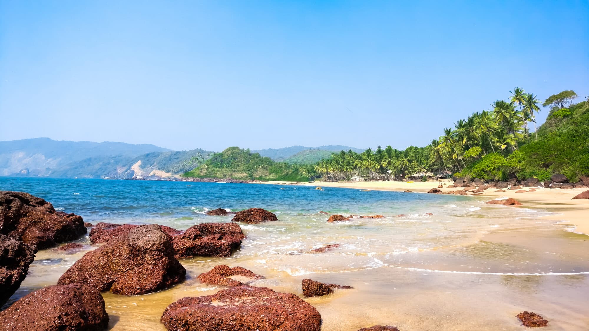 Sunny beach scene in Goa