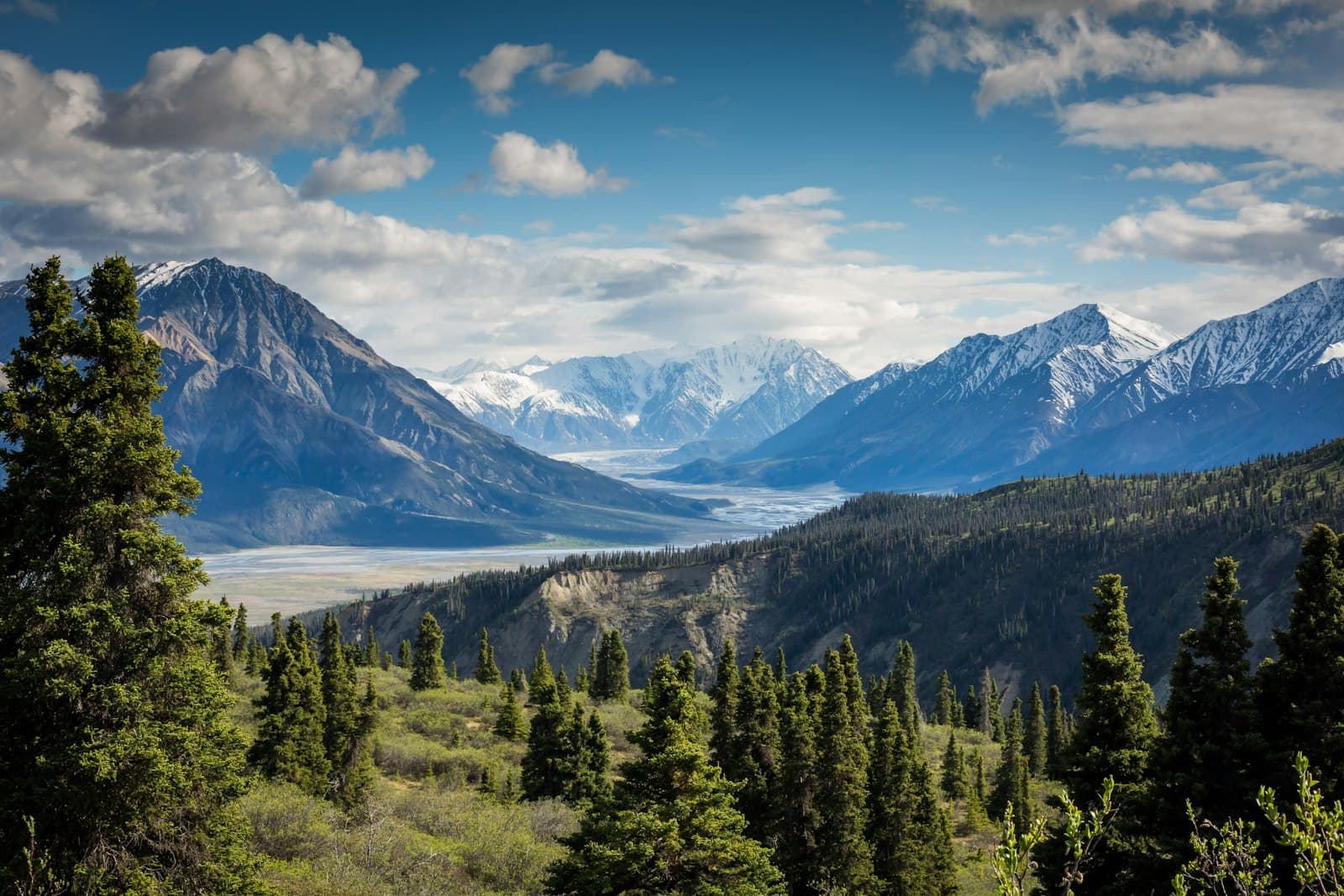 Green mountain valley landscape